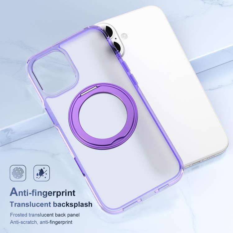 For iPhone 16 Translucent Frosted MagSafe Holder Phone Case with AI Button(Purple) - iPhone 16 Cases by buy2fix | Online Shopping UK | buy2fix