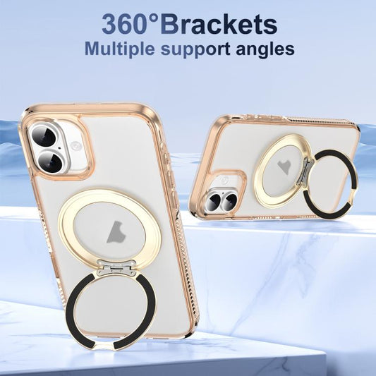 For iPhone 16 Translucent Frosted MagSafe Holder Phone Case with AI Button(Gold) - iPhone 16 Cases by buy2fix | Online Shopping UK | buy2fix
