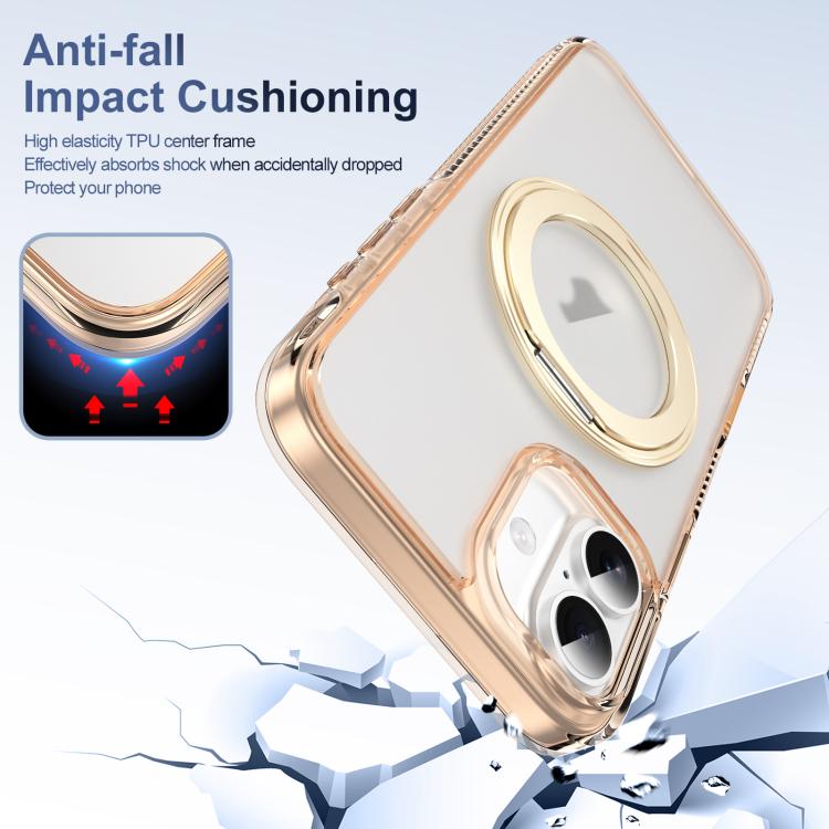For iPhone 16 Translucent Frosted MagSafe Holder Phone Case with AI Button(Gold) - iPhone 16 Cases by buy2fix | Online Shopping UK | buy2fix