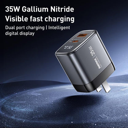 REMAX U2-AC 35W USB and Type-C GaN Digital Display Fast Charger, Specification:EU Plug - USB Charger by REMAX | Online Shopping UK | buy2fix