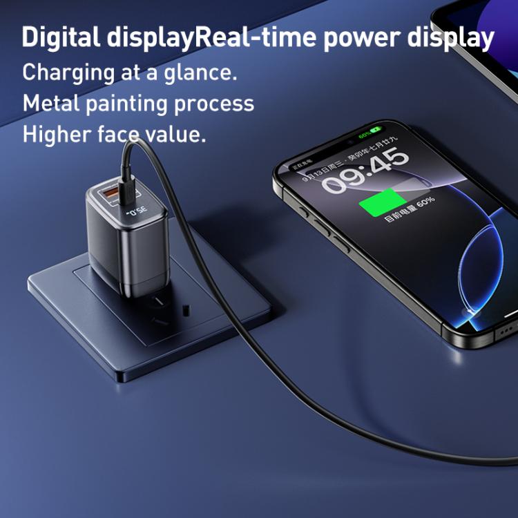 REMAX U2-AC 35W USB and Type-C GaN Digital Display Fast Charger, Specification:EU Plug - USB Charger by REMAX | Online Shopping UK | buy2fix