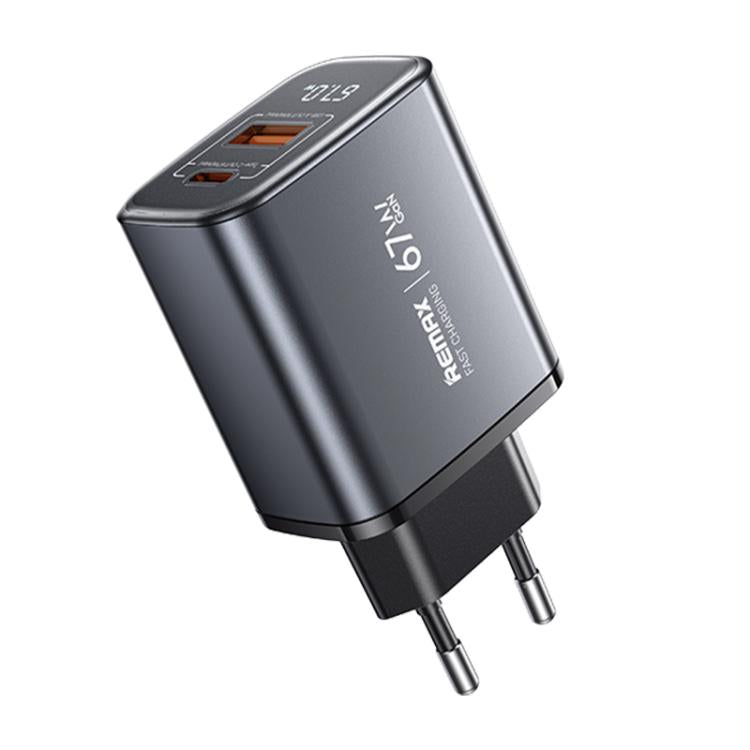 REMAX U2-AC 67W USB and Type-C GaN Digital Display Fast Charger, Specification:EU Plug - USB Charger by REMAX | Online Shopping UK | buy2fix