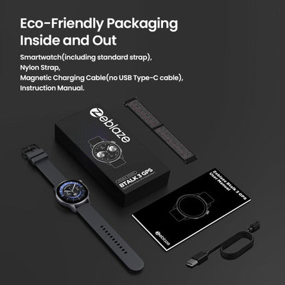 Zeblaze Btalk 3 GPS 1.43 inch HD AMOLED Screen Health Fitness Smart Watch, Support Bluetooth Call(Space Gray) - Smart Watches by Zeblaze | Online Shopping UK | buy2fix