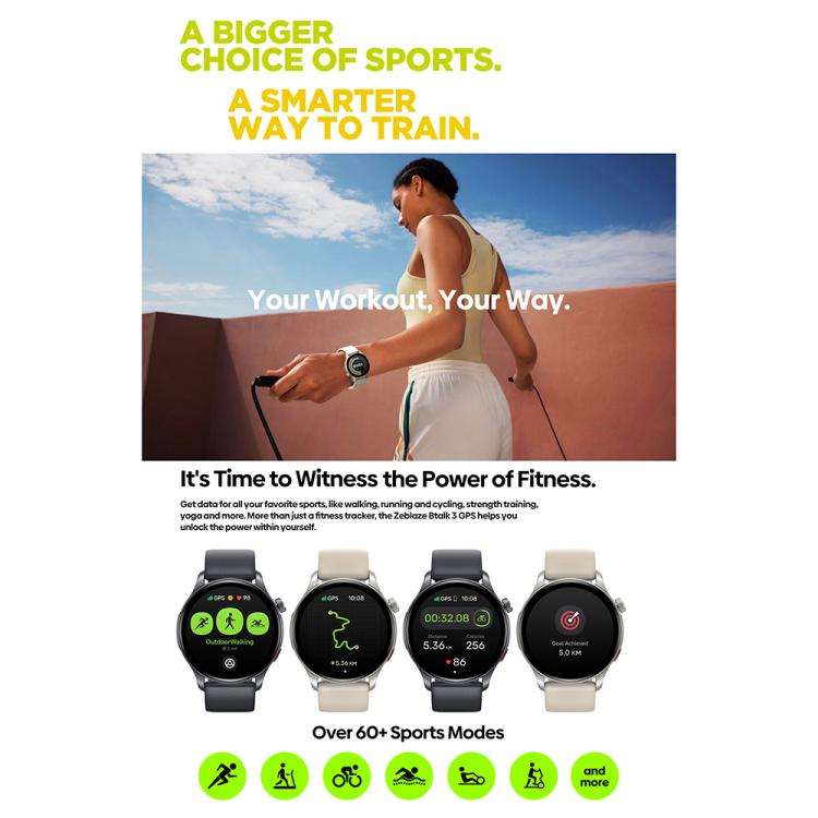 Zeblaze Btalk 3 GPS 1.43 inch HD AMOLED Screen Health Fitness Smart Watch, Support Bluetooth Call(Space Gray) - Smart Watches by Zeblaze | Online Shopping UK | buy2fix
