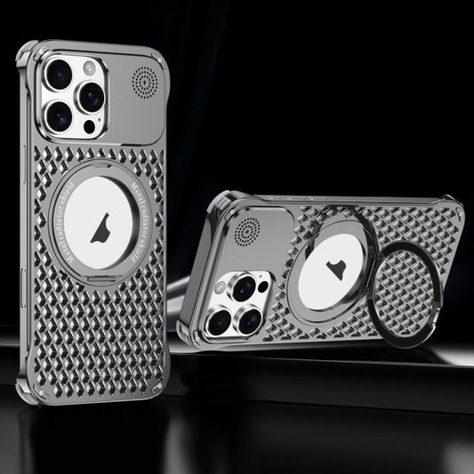 For iPhone 14 Pro Max R-JUST RJ-64 Aromatherapy Heat Dissipation MagSafe Phone Case with Stand(Grey) - iPhone 14 Pro Max Cases by R-JUST | Online Shopping UK | buy2fix