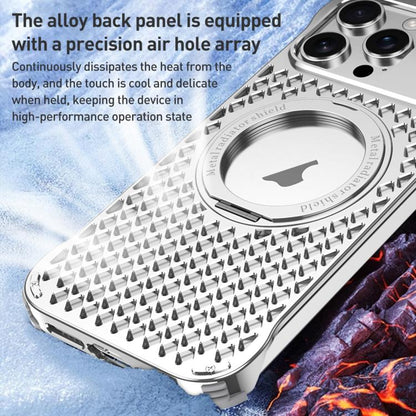 For iPhone 14 R-JUST RJ-64 Aromatherapy Heat Dissipation MagSafe Phone Case with Stand(Silver) - iPhone 14 Cases by R-JUST | Online Shopping UK | buy2fix