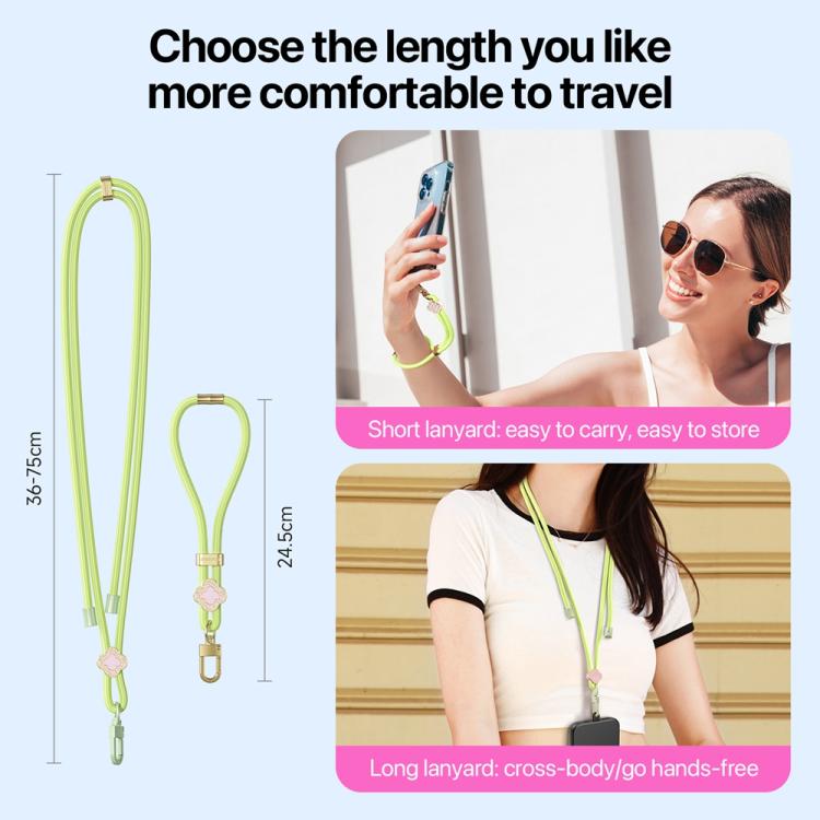 DUX DUCIS Garden Series Begonia Pattern Adjustable Short Phone Lanyard(Green Yellow) - Lanyards & Wrist Straps by DUX DUCIS | Online Shopping UK | buy2fix