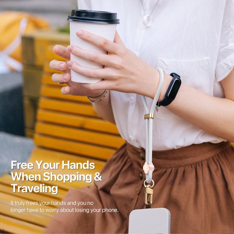 DUX DUCIS Garden Series Begonia Pattern Adjustable Short Phone Lanyard(Grey) - Lanyards & Wrist Straps by DUX DUCIS | Online Shopping UK | buy2fix