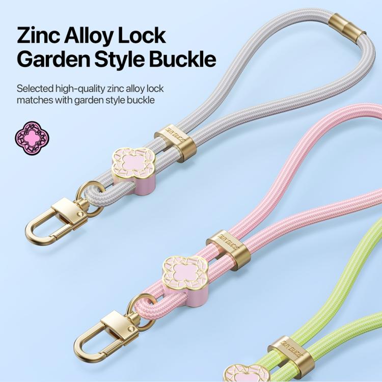 DUX DUCIS Garden Series Begonia Pattern Adjustable Short Phone Lanyard(Grey) - Lanyards & Wrist Straps by DUX DUCIS | Online Shopping UK | buy2fix