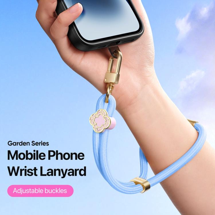 DUX DUCIS Garden Series Begonia Pattern Adjustable Short Phone Lanyard(Sky Blue) - Lanyards & Wrist Straps by DUX DUCIS | Online Shopping UK | buy2fix