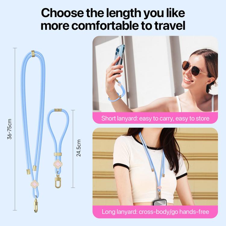 DUX DUCIS Garden Series Begonia Pattern Adjustable Short Phone Lanyard(Sky Blue) - Lanyards & Wrist Straps by DUX DUCIS | Online Shopping UK | buy2fix