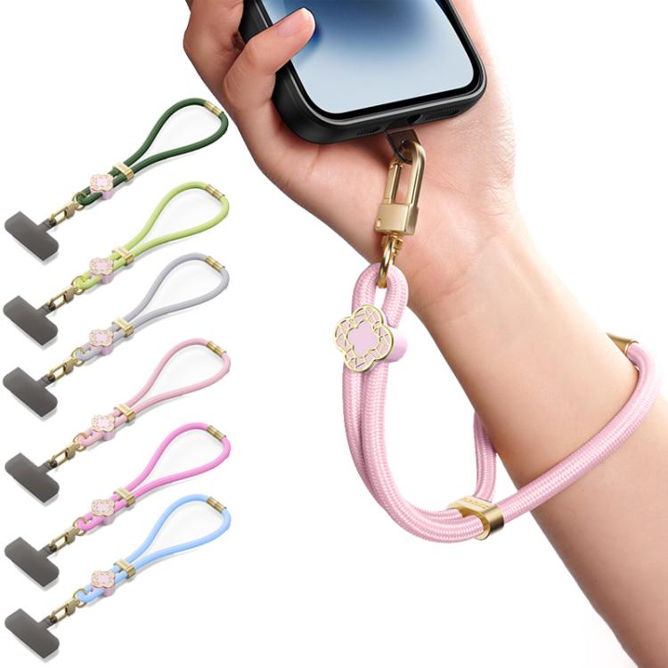 DUX DUCIS Garden Series Begonia Pattern Adjustable Short Phone Lanyard(Grey) - Lanyards & Wrist Straps by DUX DUCIS | Online Shopping UK | buy2fix