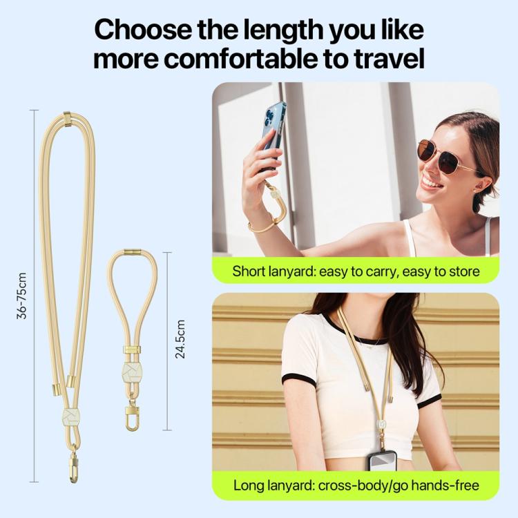 DUX DUCIS Garden Series Broken Ice Pattern Adjustable Short Phone Lanyard(Glaze Yellow) - Lanyards & Wrist Straps by DUX DUCIS | Online Shopping UK | buy2fix