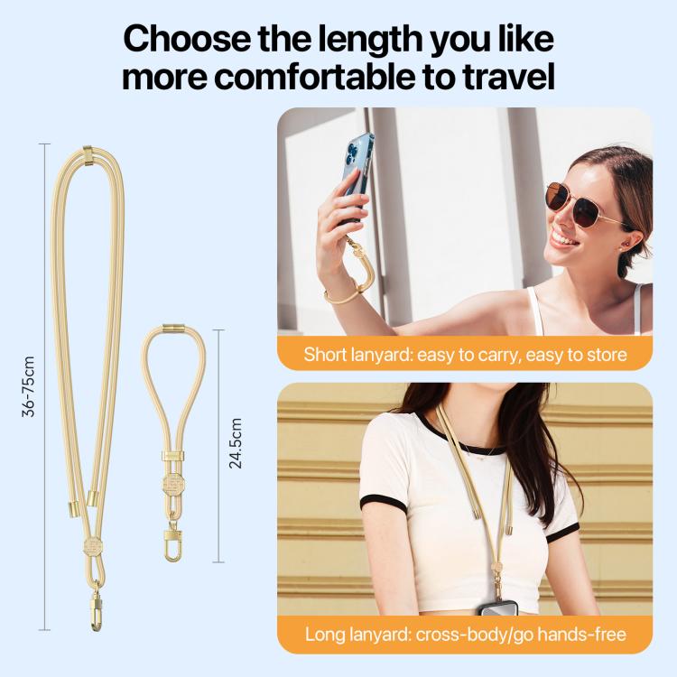 DUX DUCIS Garden Series Swastika Pattern Adjustable Short Phone Lanyard(Glaze Yellow) - Lanyards & Wrist Straps by DUX DUCIS | Online Shopping UK | buy2fix