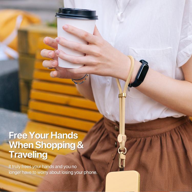 DUX DUCIS Garden Series Swastika Pattern Adjustable Short Phone Lanyard(Glaze Yellow) - Lanyards & Wrist Straps by DUX DUCIS | Online Shopping UK | buy2fix