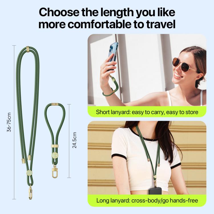DUX DUCIS Garden Series Tile Pattern Adjustable Short Phone Lanyard(Army Green) - Lanyards & Wrist Straps by DUX DUCIS | Online Shopping UK | buy2fix