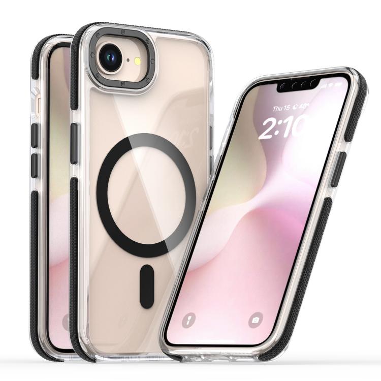 For iPhone 16e Dual-Color Clear Acrylic Hybrid TPU MagSafe Phone Case(Black) - iPhone 16e Cases by buy2fix | Online Shopping UK | buy2fix