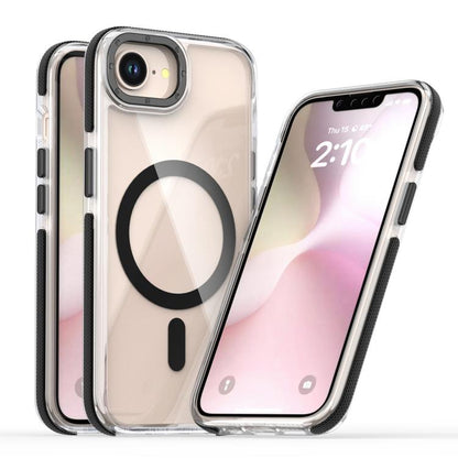 For iPhone 16e Dual-Color Clear Acrylic Hybrid TPU MagSafe Phone Case(Black) - iPhone 16e Cases by buy2fix | Online Shopping UK | buy2fix