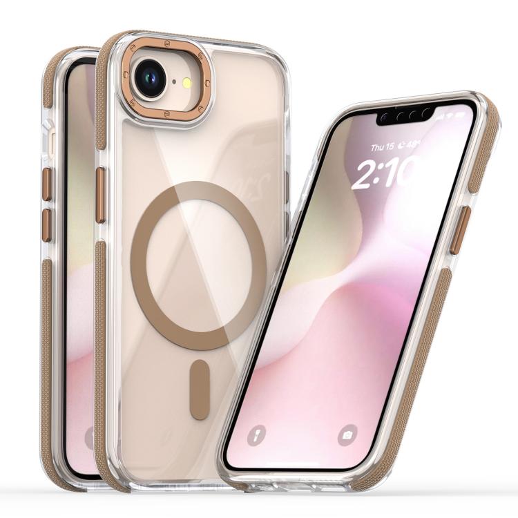 For iPhone 16e Dual-Color Clear Acrylic Hybrid TPU MagSafe Phone Case(Desert Gold) - iPhone 16e Cases by buy2fix | Online Shopping UK | buy2fix