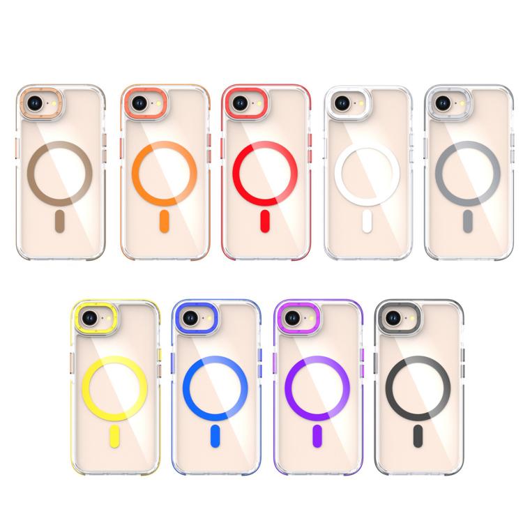 For iPhone 16e Dual-Color Clear Acrylic Hybrid TPU MagSafe Phone Case(Grey) - iPhone 16e Cases by buy2fix | Online Shopping UK | buy2fix
