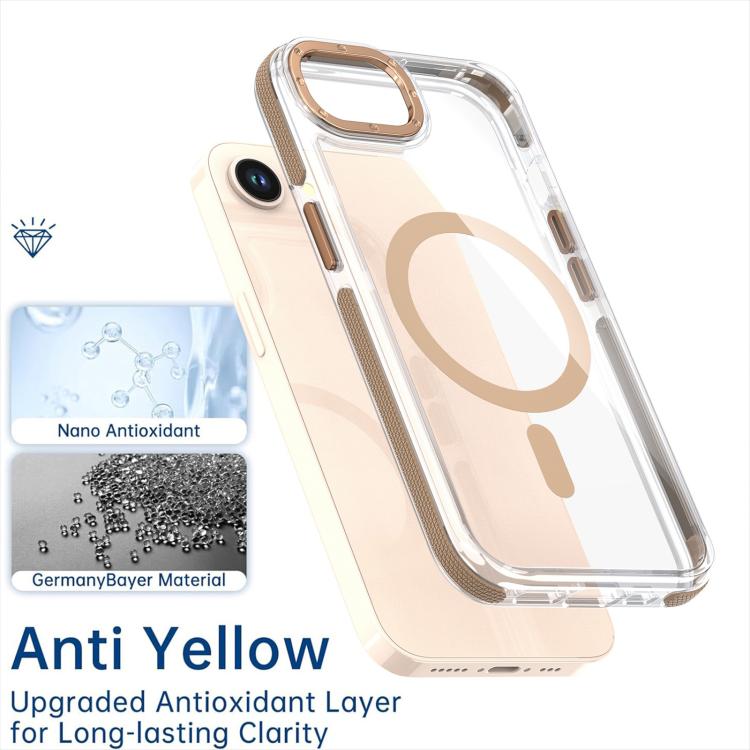 For iPhone 16e Dual-Color Clear Acrylic Hybrid TPU MagSafe Phone Case(Orange) - iPhone 16e Cases by buy2fix | Online Shopping UK | buy2fix