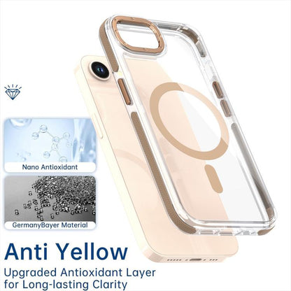 For iPhone 16e Dual-Color Clear Acrylic Hybrid TPU MagSafe Phone Case(Orange) - iPhone 16e Cases by buy2fix | Online Shopping UK | buy2fix