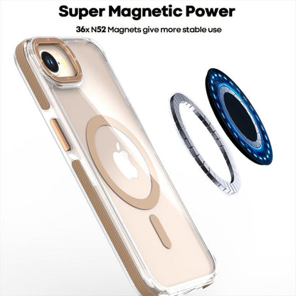 For iPhone 16e Dual-Color Clear Acrylic Hybrid TPU MagSafe Phone Case(Yellow) - iPhone 16e Cases by buy2fix | Online Shopping UK | buy2fix
