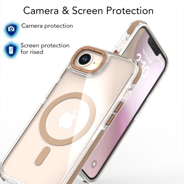 For iPhone 16e Dual-Color Clear Acrylic Hybrid TPU MagSafe Phone Case(Orange) - iPhone 16e Cases by buy2fix | Online Shopping UK | buy2fix