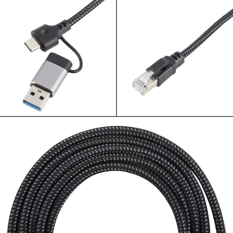 2m RJ45 to USB-C / Type-C Side Bend High Speed Network Card Ethernet Cable - Lan Cable and Tools by buy2fix | Online Shopping UK | buy2fix