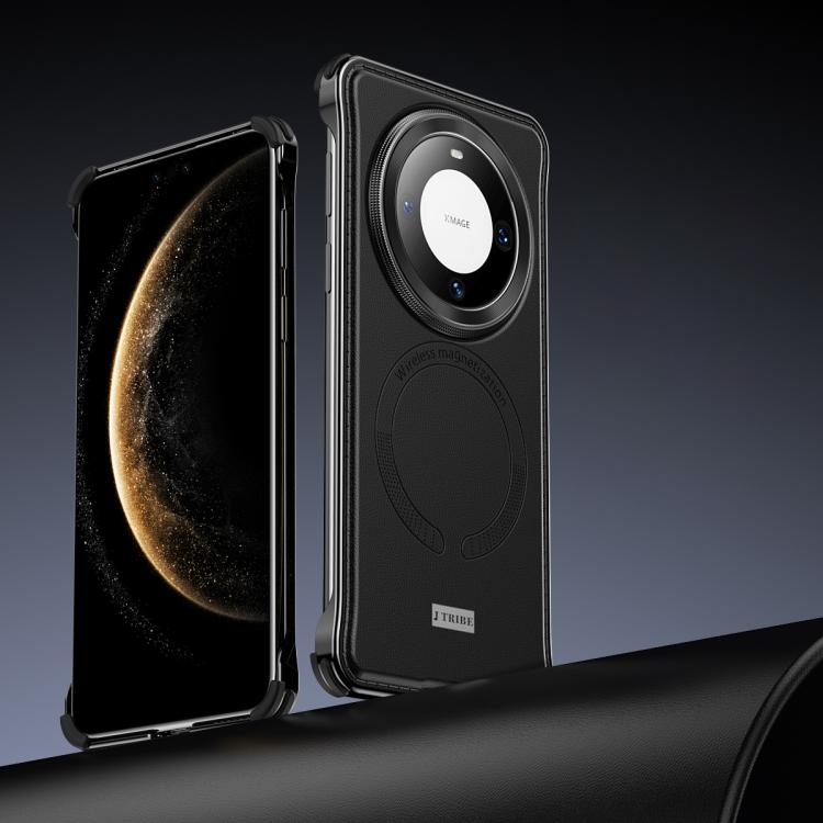 For Huawei Mate 60 Pro+ Metal Frameless MagSafe Leather Phone Case(Black) - Huawei Cases by buy2fix | Online Shopping UK | buy2fix