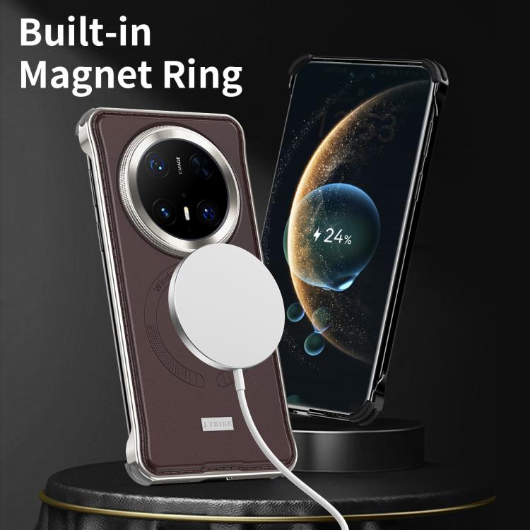 For Huawei Mate 70 Pro Metal Frameless MagSafe Leather Phone Case(Brown) - Huawei Cases by buy2fix | Online Shopping UK | buy2fix