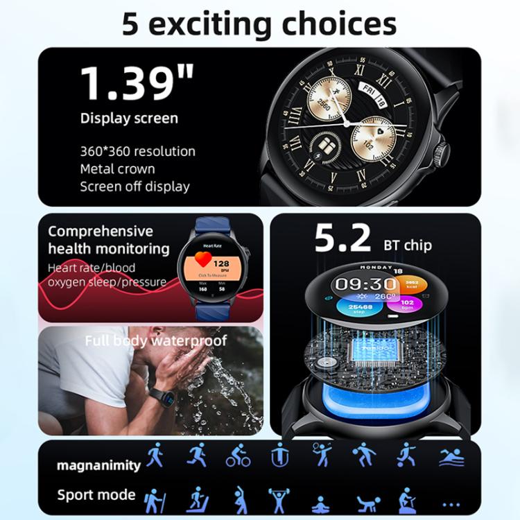 Yesido IO29 Waterproof Smart BT Watch, 1.39 inch Screen, Support BT Call / Heart Rate(Black) - Smart Watches by Yesido | Online Shopping UK | buy2fix