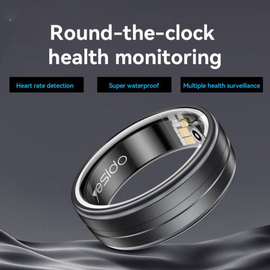 Yesido IO32 Health Monitor Smart Ring, Support Body Temperature / Heart Rate / Blood Pressure / Female Physiological Reminder, Size:60mm Inner Circumference(Black) - Smart Rings / Smart Telephones by Yesido | Online Shopping UK | buy2fix