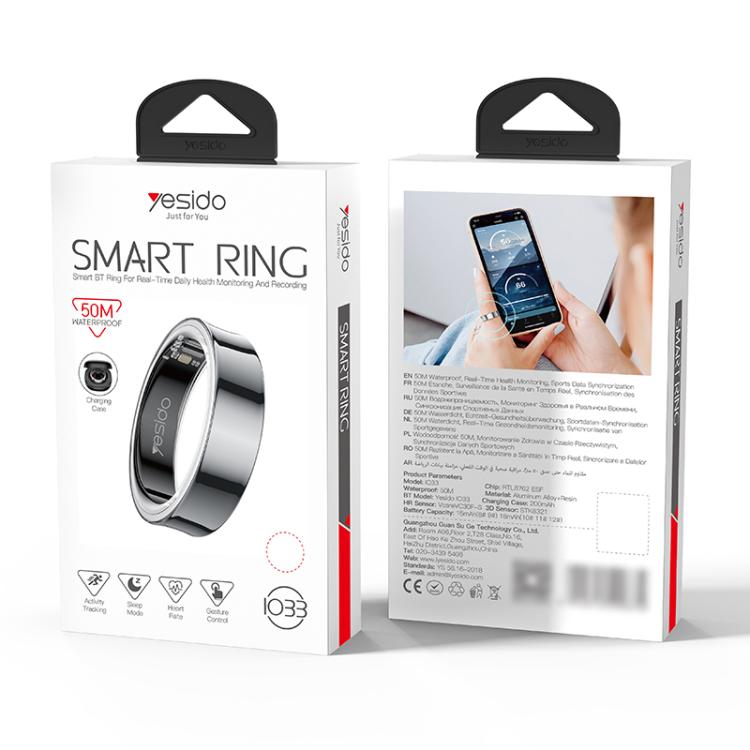 Yesido IO33 Health Monitor Smart Ring, Support Body Temperature / Heart Rate / Blood Pressure / Female Physiological Reminder, Size:65mm Inner Circumference(Black) - Smart Rings / Smart Telephones by Yesido | Online Shopping UK | buy2fix