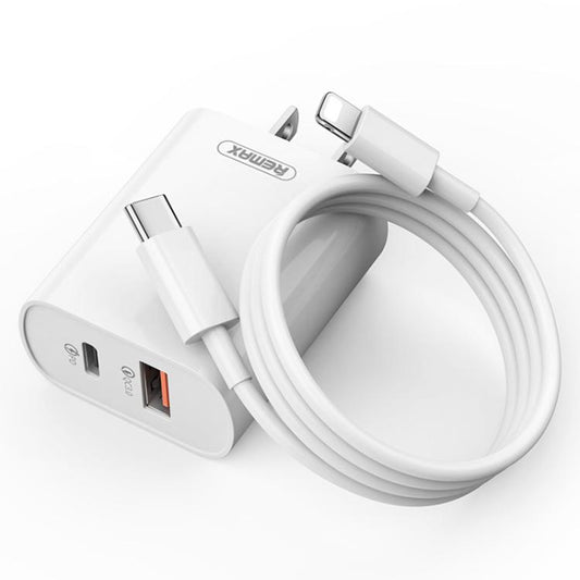 REMAX RP-U37 18W QC+PD Fast Charger With 1m Type-C to 8 Pin Cable, Plug Type:US Plug(White) - USB Charger by REMAX | Online Shopping UK | buy2fix