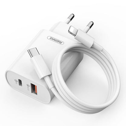 REMAX RP-U37 18W QC+PD Fast Charger With 1m Type-C to 8 Pin Cable, Plug Type:EU Plug(White) - USB Charger by REMAX | Online Shopping UK | buy2fix