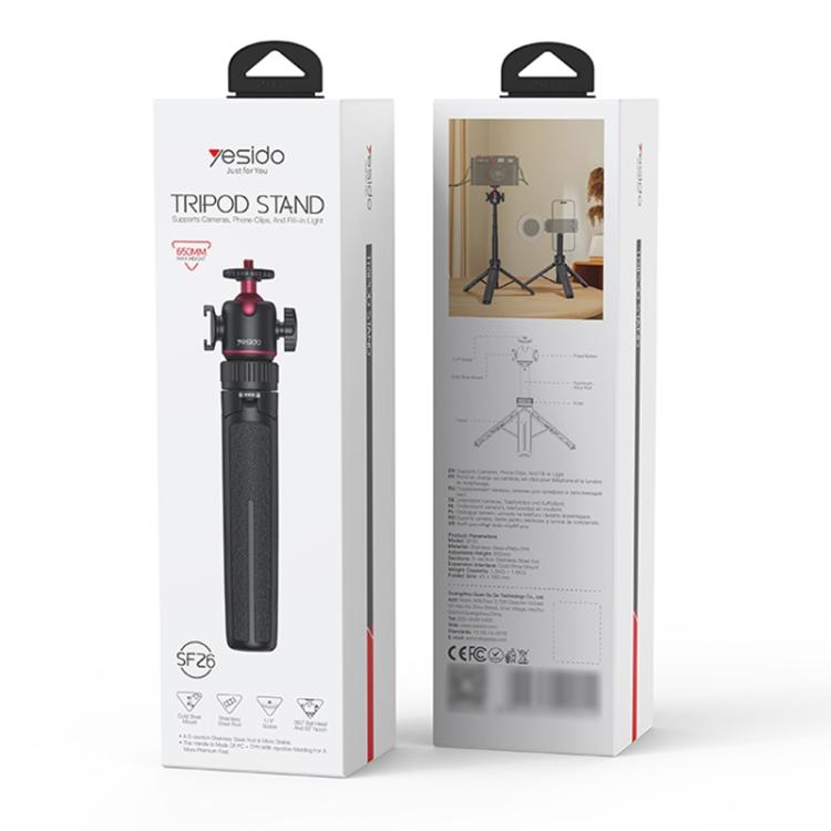 Yesido SF26 Ball Head Telescopic Tripod(Black) - Selfie Sticks by Yesido | Online Shopping UK | buy2fix