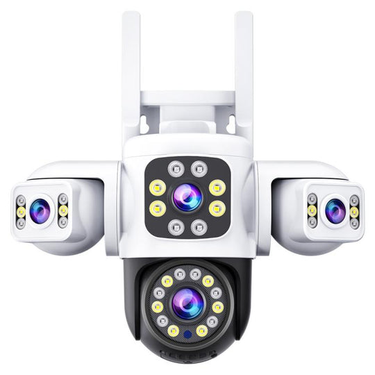 2MP HD 360 Degree Panorama 3 Lens IP66 Waterproof Wireless WiFi Camera, Memory:30 Days Memory Card(EU Plug)