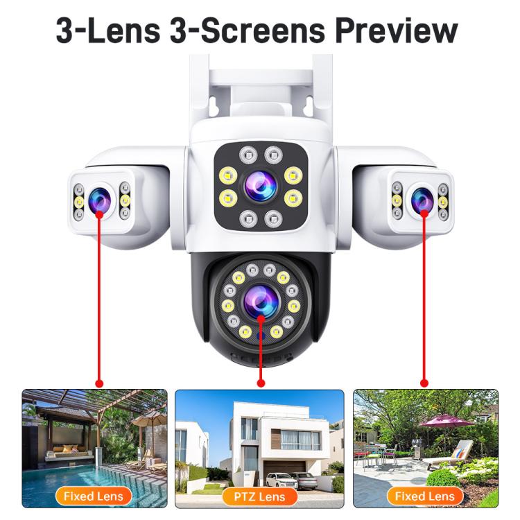 2MP HD 360 Degree Panorama 3 Lens IP66 Waterproof Wireless WiFi Camera, Memory:30 Days Memory Card(EU Plug) - Wireless Camera by buy2fix | Online Shopping UK | buy2fix