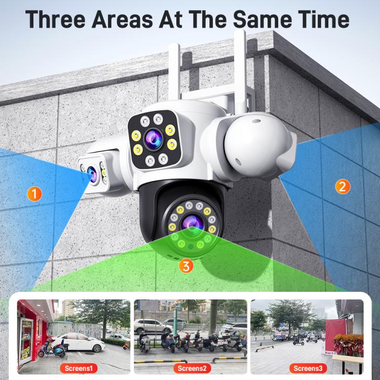 2MP HD 360 Degree Panorama 3 Lens IP66 Waterproof Wireless WiFi Camera, Memory:30 Days Memory Card(EU Plug) - Wireless Camera by buy2fix | Online Shopping UK | buy2fix