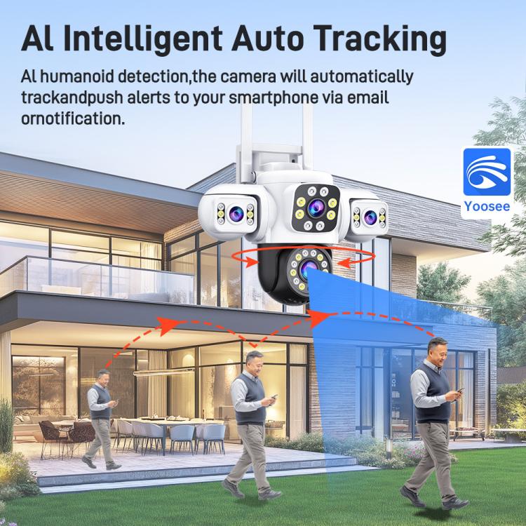 2MP HD 360 Degree Panorama 3 Lens IP66 Waterproof Wireless WiFi Camera, Memory:15 Days Memory Card(EU Plug) - Wireless Camera by buy2fix | Online Shopping UK | buy2fix