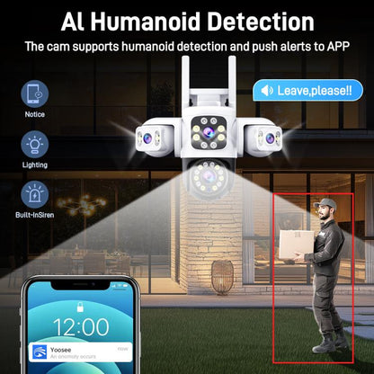 2MP HD 360 Degree Panorama 3 Lens IP66 Waterproof Wireless WiFi Camera, Memory:15 Days Memory Card(EU Plug) - Wireless Camera by buy2fix | Online Shopping UK | buy2fix