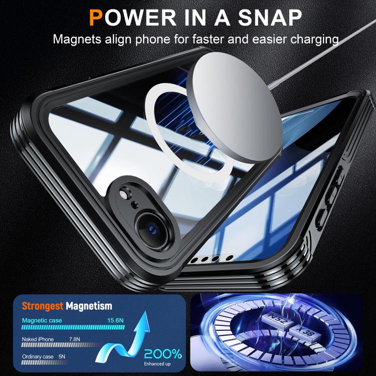 For iPhone 16e RedPepper Tempered Glass MagSafe Phone Case(Black) - iPhone 16e Cases by RedPepper | Online Shopping UK | buy2fix