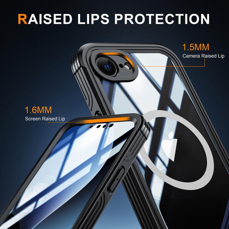 For iPhone 16e RedPepper Tempered Glass MagSafe Phone Case(Black) - iPhone 16e Cases by RedPepper | Online Shopping UK | buy2fix