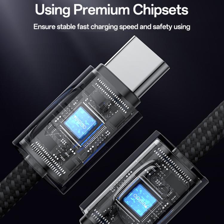Yesido CA177 Portable Strip PD60W Type-C to Type-C Zinc Alloy Data Cable, Length: 20cm(Black) - USB-C & Type-C Cable by Yesido | Online Shopping UK | buy2fix