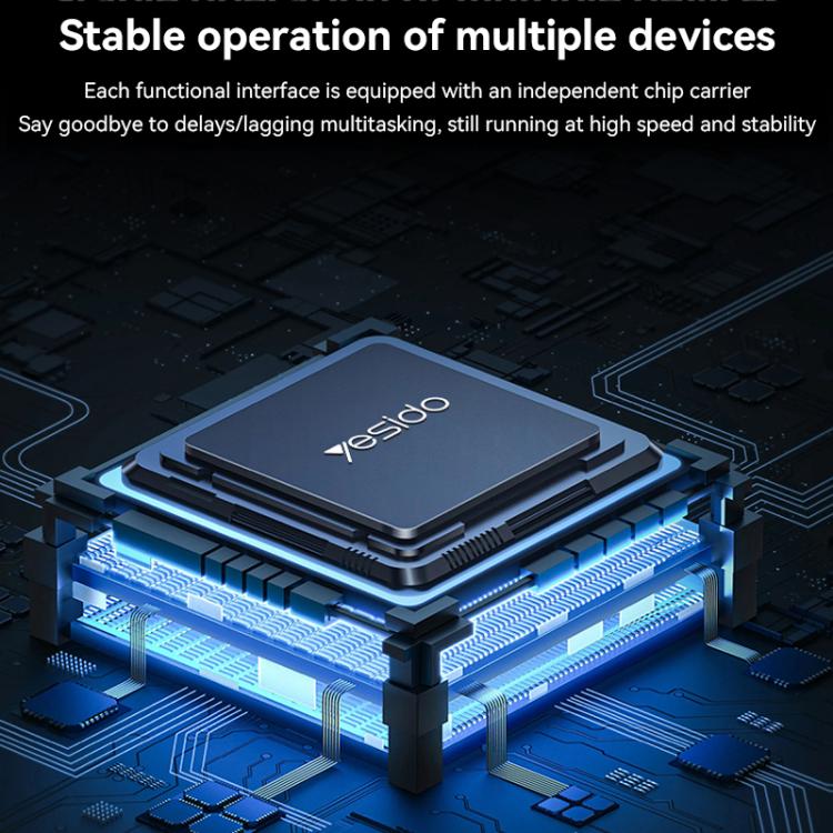 Yesido HB27 8 in 1 Type-C 3.1 Multifunctional HUB Adapter Docking Station(Dark Grey) - USB HUB by Yesido | Online Shopping UK | buy2fix