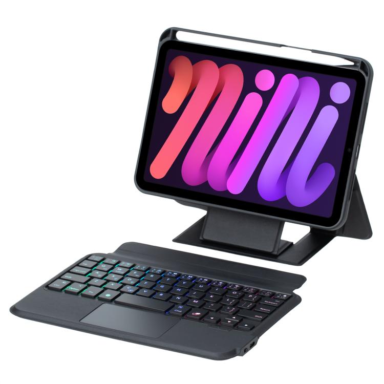 For iPad mini 2024 / mini 6 Holder Floating Detachable Backlight Keyboard Tablet Leather Case with Touchpad(Black) - For iPad mini by buy2fix | Online Shopping UK | buy2fix