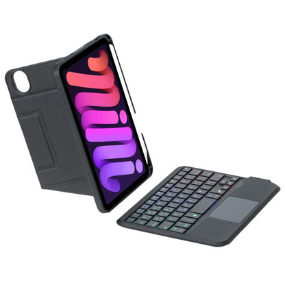 For iPad mini 2024 / mini 6 Holder Floating Detachable Backlight Keyboard Tablet Leather Case with Touchpad(Black) - For iPad mini by buy2fix | Online Shopping UK | buy2fix