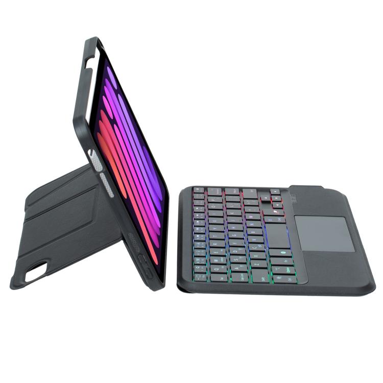 For iPad mini 2024 / mini 6 Holder Floating Detachable Backlight Keyboard Tablet Leather Case with Touchpad(Black) - For iPad mini by buy2fix | Online Shopping UK | buy2fix