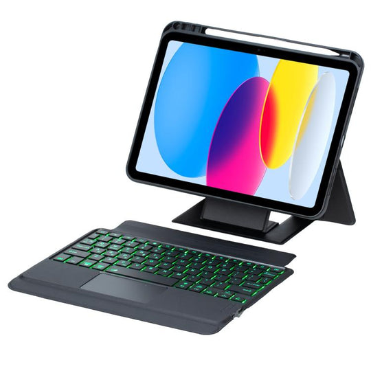 For iPad 2025 / 2022 Holder Floating Detachable Backlight Keyboard Tablet Leather Case with Touchpad(Black)